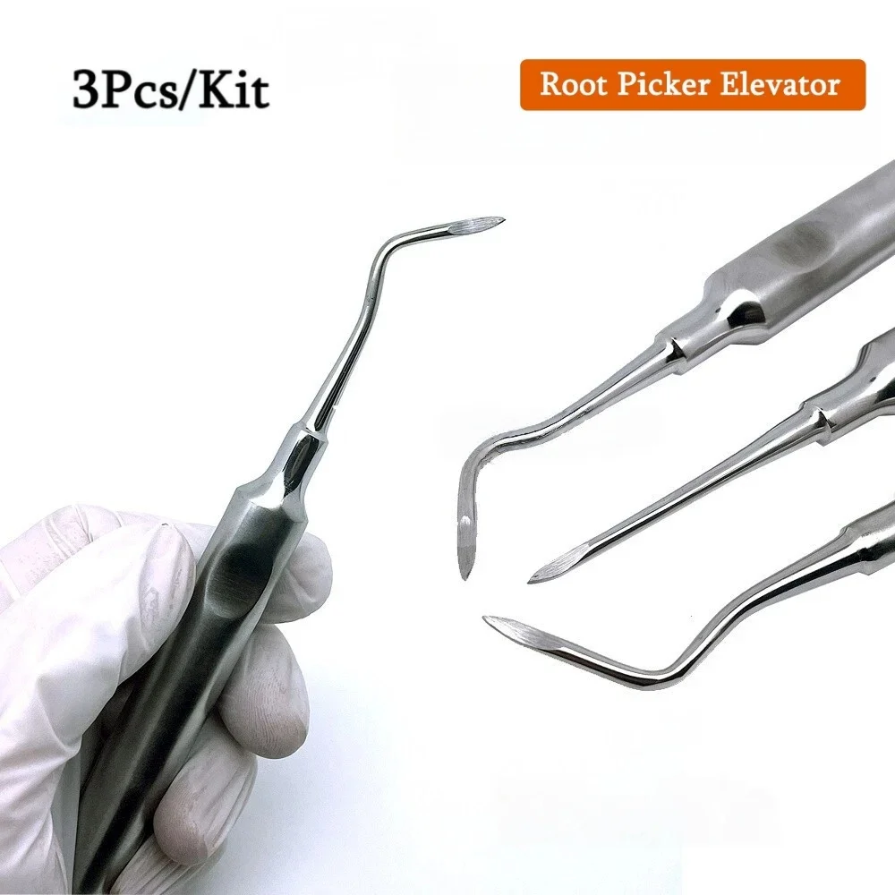 

3 шт., стоматологический подъемник из нержавеющей стали, зубной лифт, Clareador, изогнутый корень, шестигранная ручка, стоматологический хирургический инструмент, инструмент