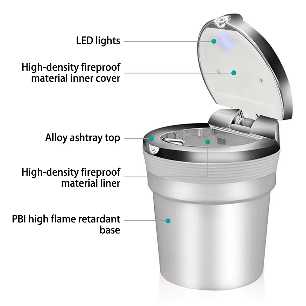 Car Ashtray with LED Light Cigarette Smoke Remover Car Ashtray ersonality Covered Car Inside The Car multi-function Car Supplie