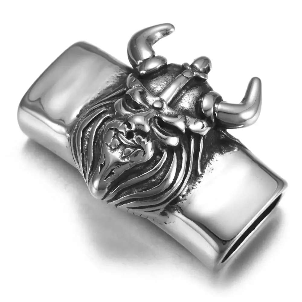 Stainless Steel Punk Viking Warrior Slider Bead 12*6mm Hole Charm for Men Leather Bracelet Jewelry Making DIY Accessories