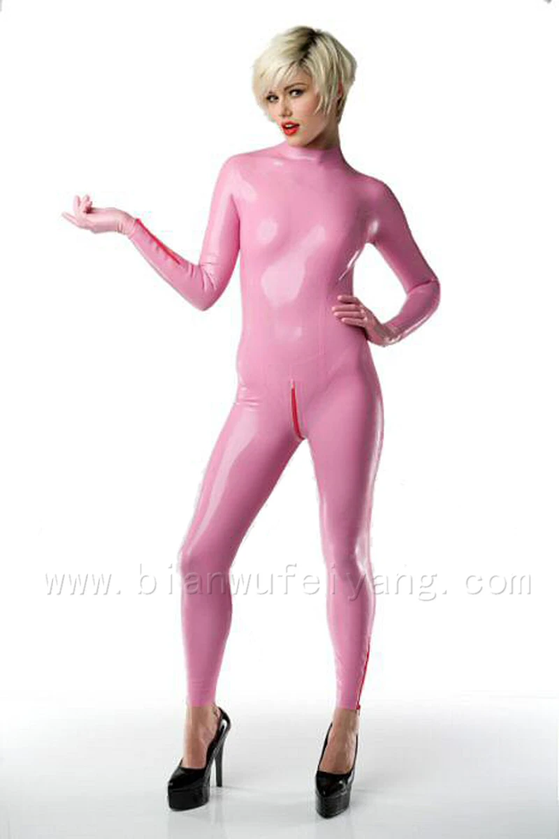 

Latex catsuit pure natural latex clothing latex jumpsuit tight fitting clothing pink customization