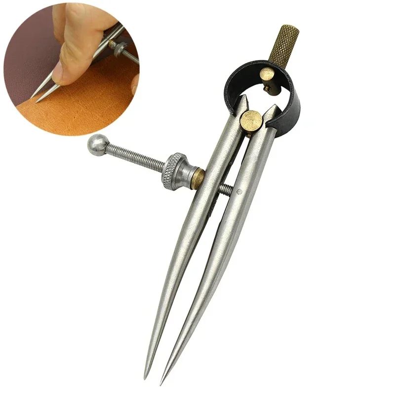 Professional Leather Spacing Gauge Stainless Steel Round Leg Handmade Leather Tool Scribing Gauge Effective Radius 0-75MM