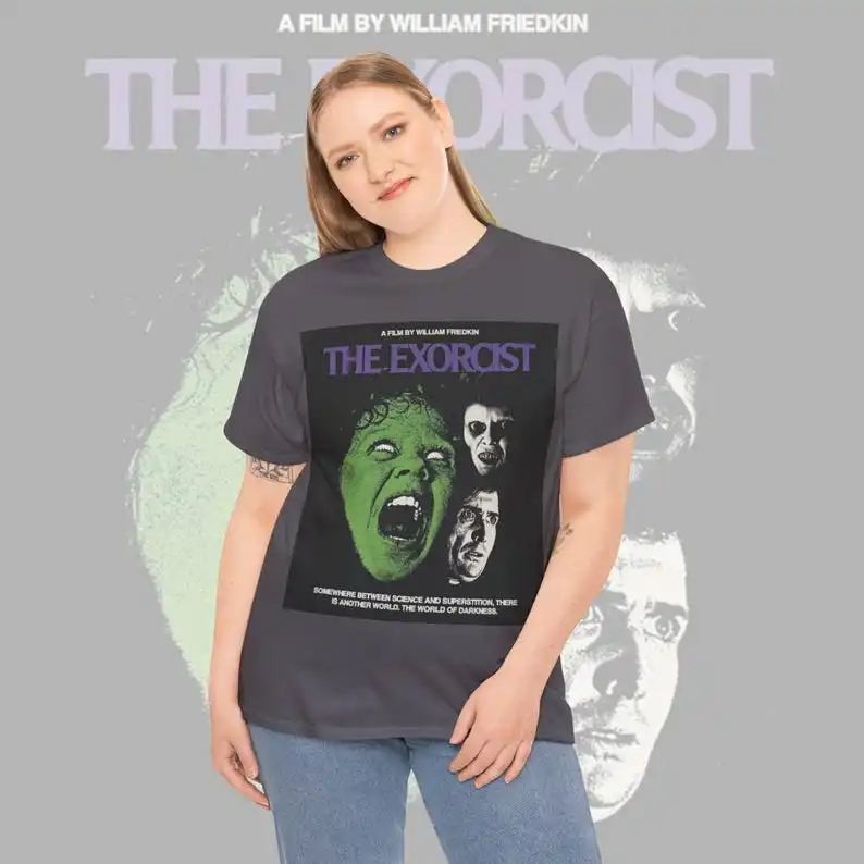 Camiseta The Exorcist, regalo clásico para fanáticos de la película de terror, camiseta con gráfico de Halloween aterrador, diseño vintage desgastado, oculto espeluznante