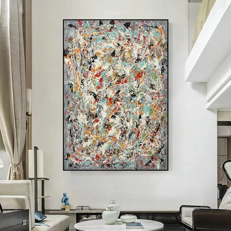 

Pollock брызговая чернильная линия ручная роспись масляная живопись абстрактная фотография гостиная большая картина от пола до потолка