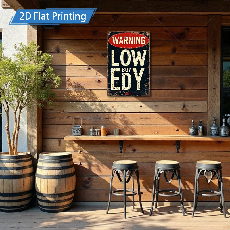 [2D FLAT] علامة معدنية مكونة من قطعة واحدة، علامة تحذير ريفية مقاس 8 × 12 بوصة "Low Buy Edy" فن معدني عتيق