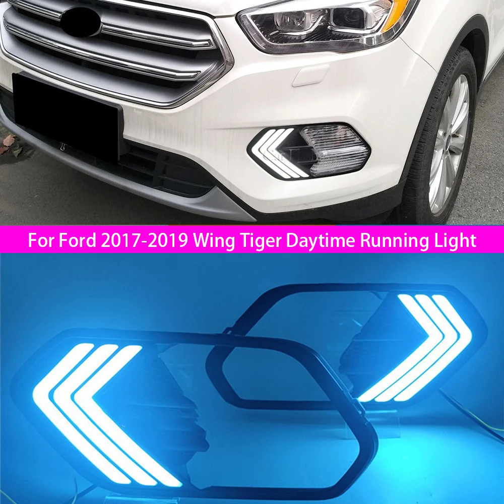 

Для Ford 2017-2019 Wing Tiger модифицированные дневные ходовые огни, противотуманные фары переднего бампера, плавные указатели поворота