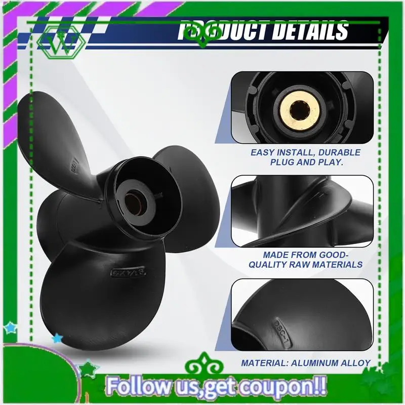 

AC34-Пропеллер на борту 58100-93723-019 для Suzuki 8-20Hp 9 1/4 X 9, алюминиевый сплав, 3 лопасти, черный, 10 шлицевых зубьев, вращение R