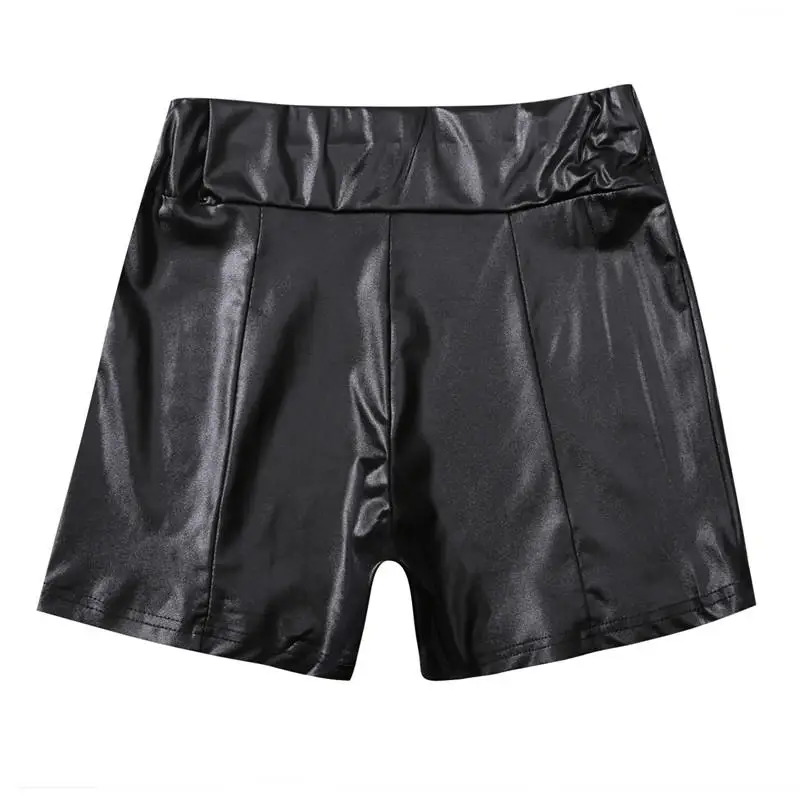 2026 Sexy Damen-Shorts Glänzende Elastische Hochtaillierte Glänzende Kunstleder-Kurzhosen Schlanke Heiße Tanz-Clubwear Mini-Shorts – Detail 13