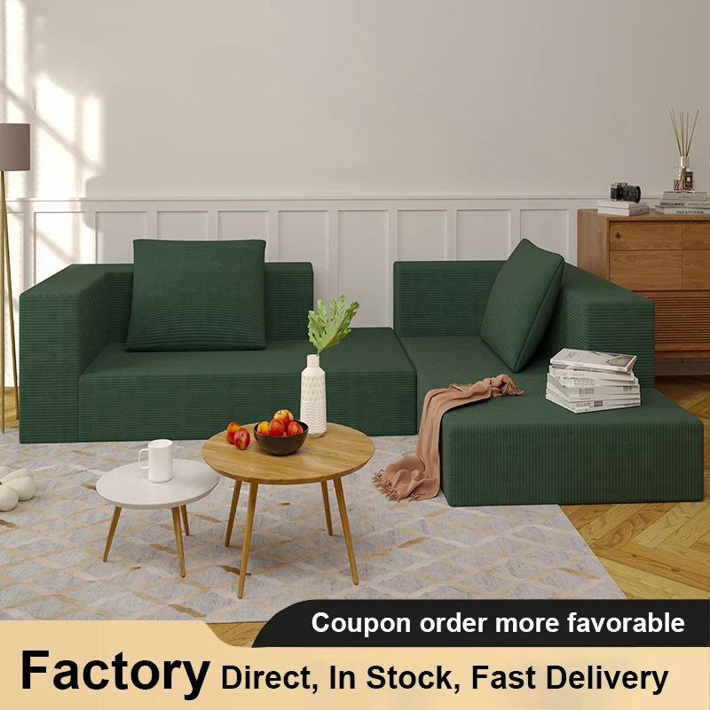 

Cloud Furniture Brand Designer Any Combination L Sectional 4 Sofa Minimalist Modern Floor Sofa Corduroy Fabric Living Room Sofa