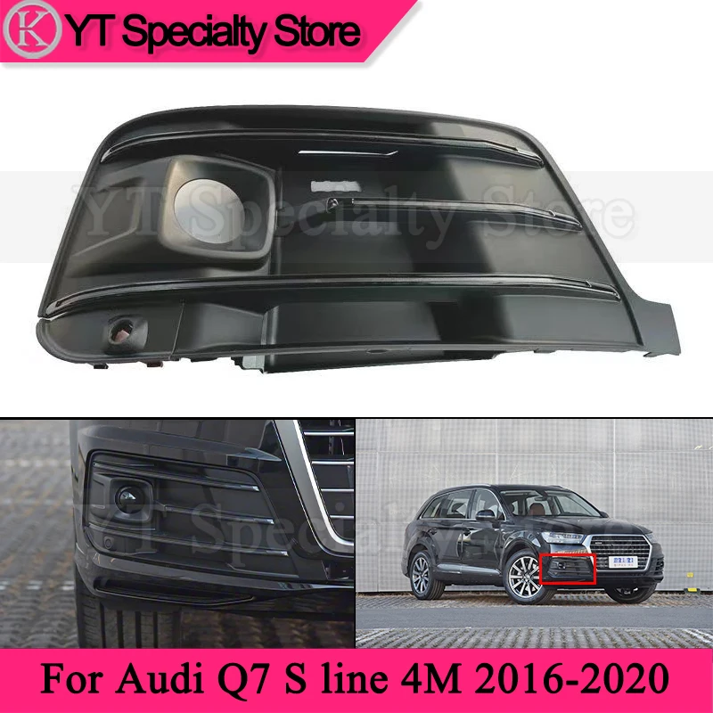 Kamshing Car Front Bumper Foglight Frame For Audi Q7 S line 4M 2016-2020 Fog Light Grille Foglamp Cover