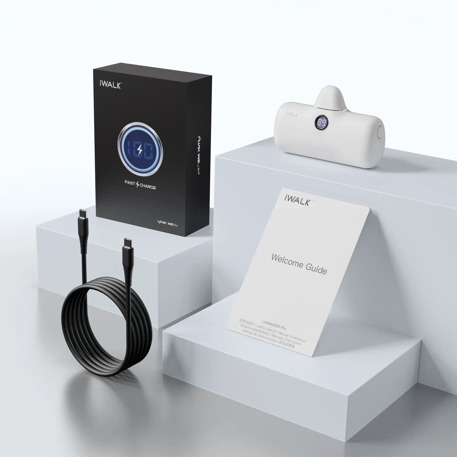 iWALK USB - C Power Bank | 18W PD Fast Charge | Built - in Plug | Mini Portable | LED Display | For Phones/VR/Earbuds