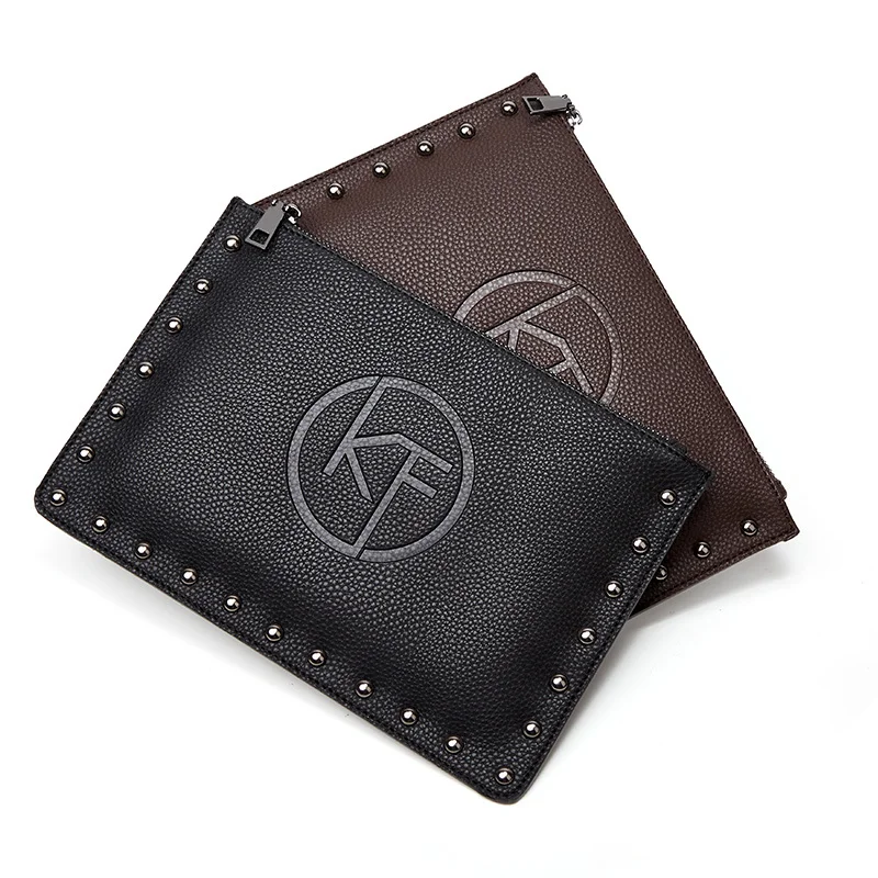 Men's Long Money Wallet rivet Hand Bag Business Clutch s Leather Male Wrist Credit Card Pocket Purse Man Casual Travel P