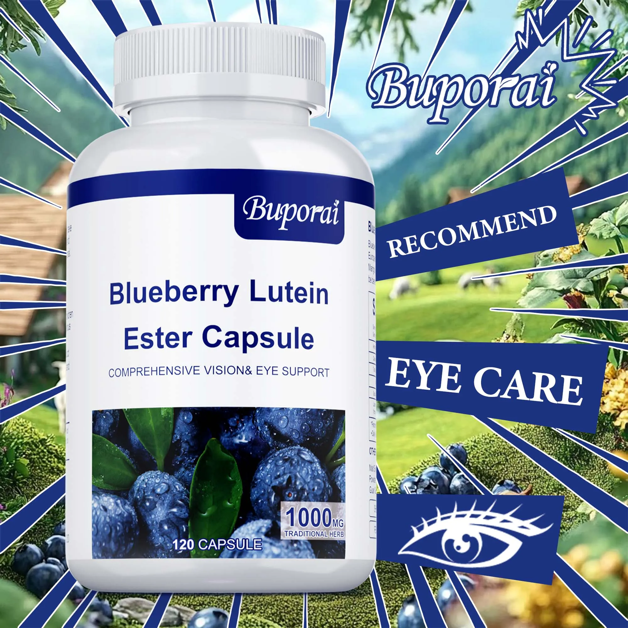 

Капсула Blueberry Lutein Ester — уменьшает усталость глаз, поддерживает пенсию, улучшает острое зрение, уменьшает блики, способствует здоровью макулы