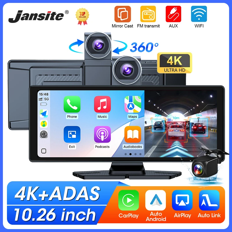 10.26 Inch 4K ADAS Dash Cam Wireless Carplay & Android Auto Car DVR GPS Navigation Video Recorder Dashboard Monitor Car DVRS