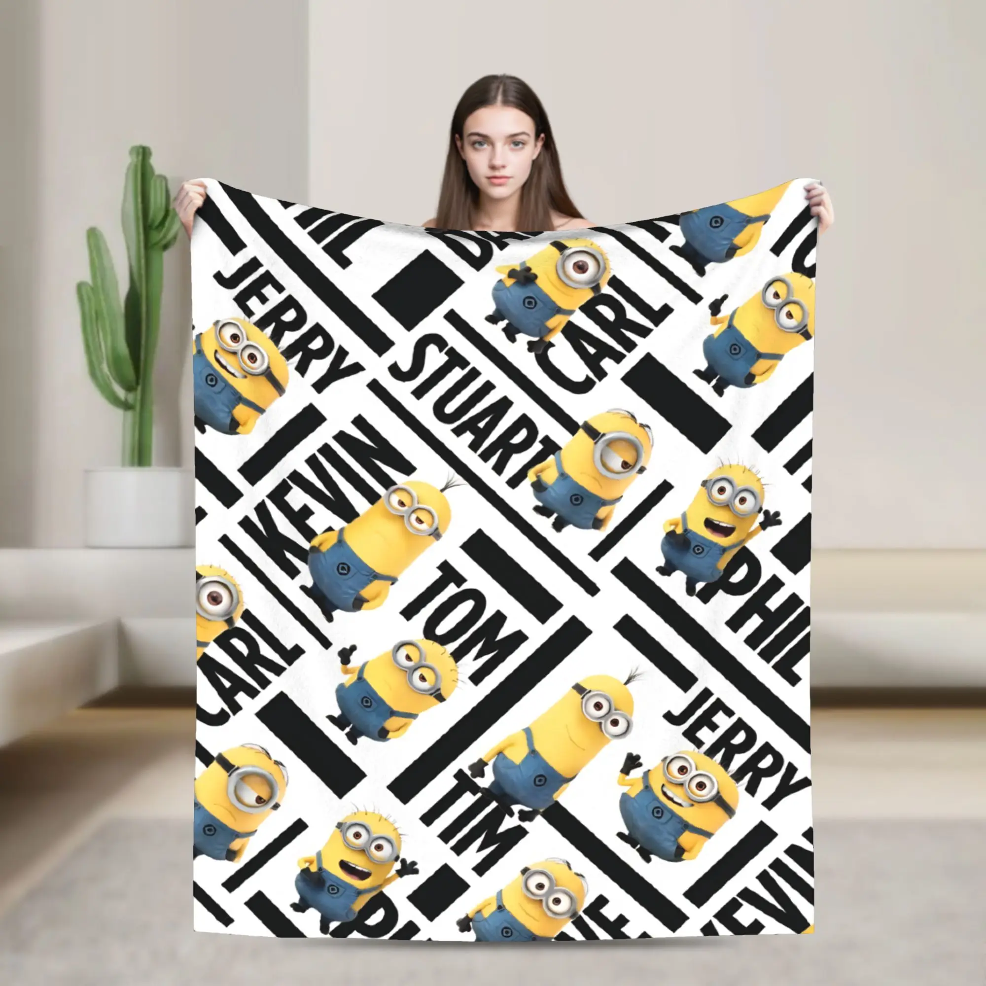 

M-Minions Cartoon Christmas Soft Warm Blanket Camping Plush Bedding Throws Fluffy Couch Chair Flannel Bedspread Sofa Bed Cover