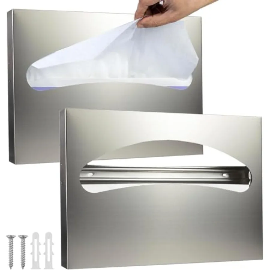 

Pk-2 l Mount Dispenser Anti-Scratch Toilet Cover Holder wi Scrs for Half or Single Fold Covers Toilet Holder for Barooms and