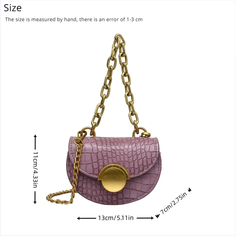 Original Design Latest Stone Pattern Mini Messenger Bag Semicircle Metal Chain Small Handbag Personality Fashion Ladies Handbag