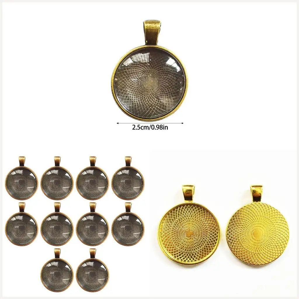

10 Set Round Pendant Setting Round Pendant Mountings 25mm Alloy Texture