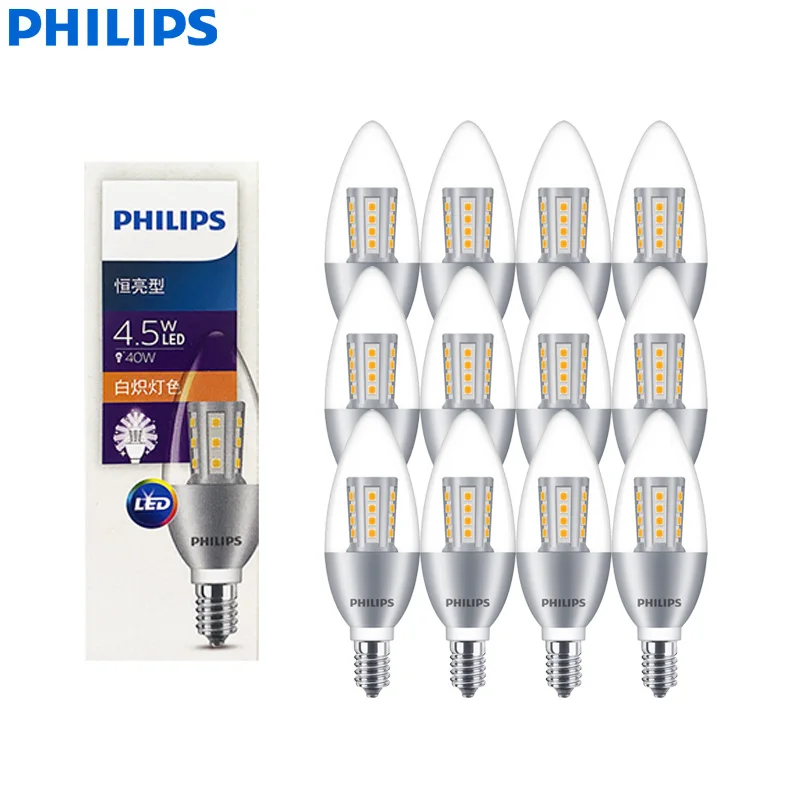 Philips 4.5W B35 Crystal LED Candle E14 Screw Bulb Fashion Silver Base 2700K Warm Soft Home Chandelier Light
