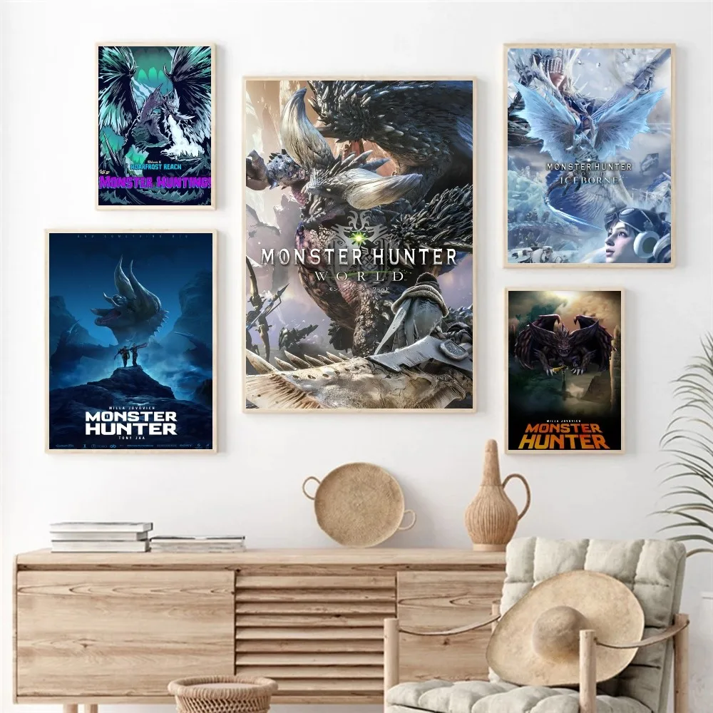 M-Monster Hunter Game Poster Paper Print Home Living Room Bedroom Entrance Bar Cafe Art Painting Decoration