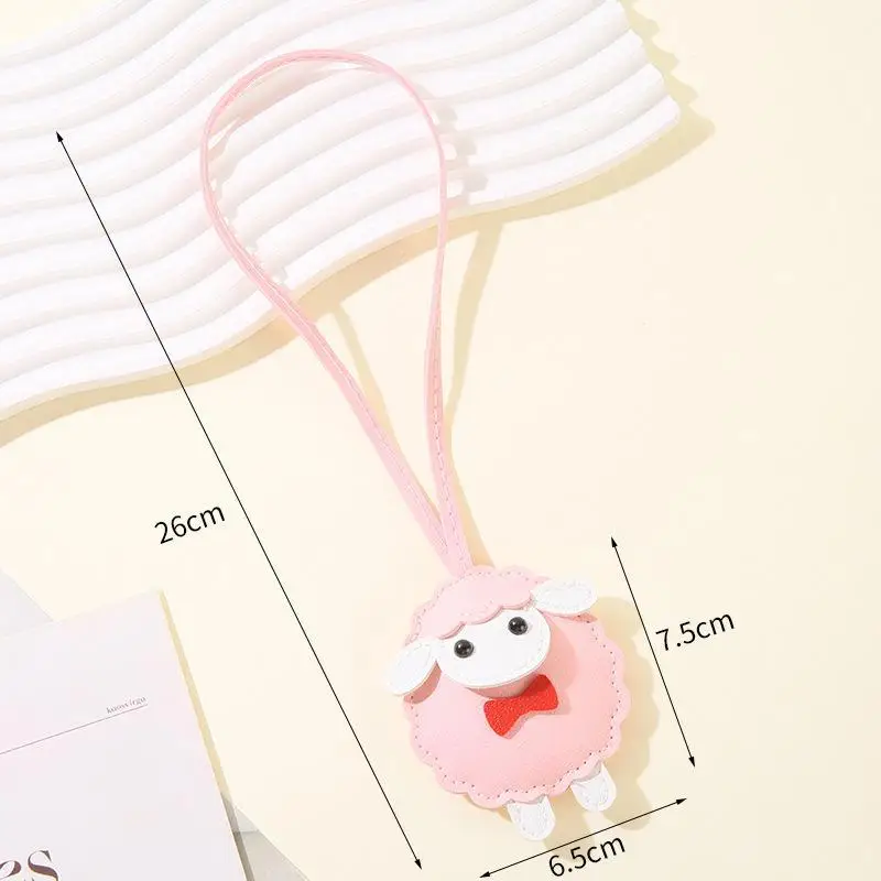 Cartoon Cute Sheep PU Pendant Stylish Bowtie Design Leather Material Multi-Color for Travel Luggage Hanging Decor