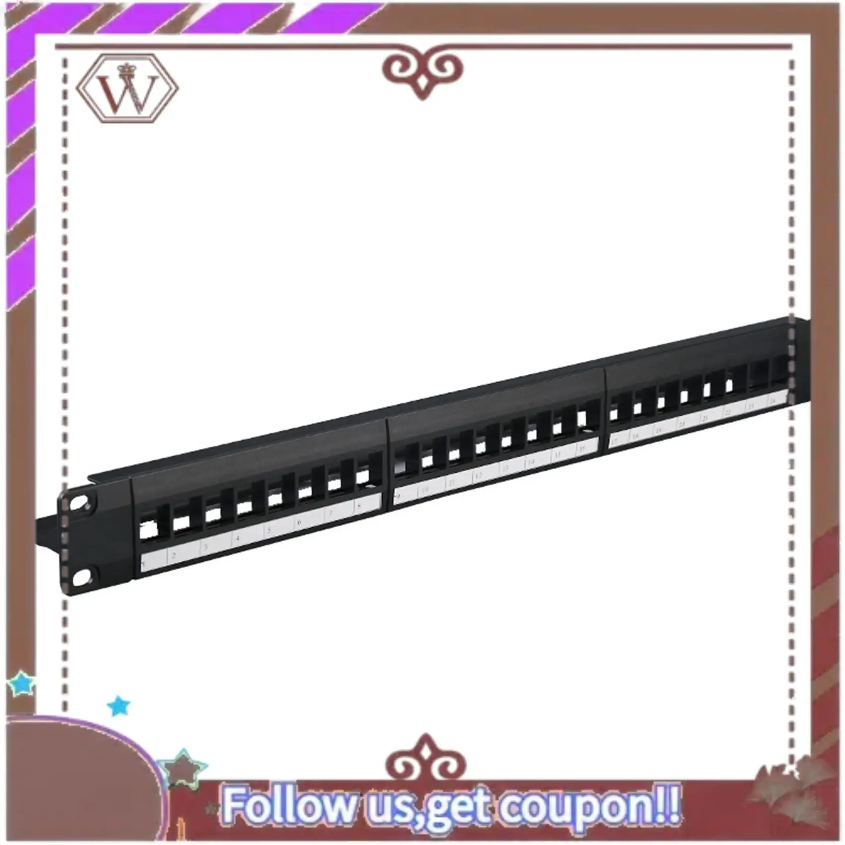 ABBG-19-بوصة 1U خزانة الرف من خلال 24-Port CAT6 لوحة التوصيلات RJ45 شبكة مهائي كابلات كيستون جاك وحدات لوحة التوصيلات