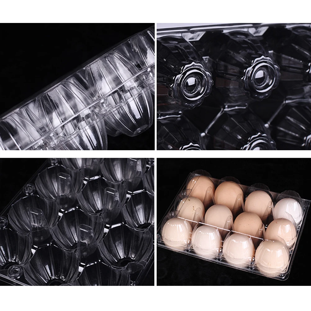 

10pcs 12 Grids Transparent Storage Box Portable Egg Container For Refrigerator Camping Compact Design Large Capacity No Shake