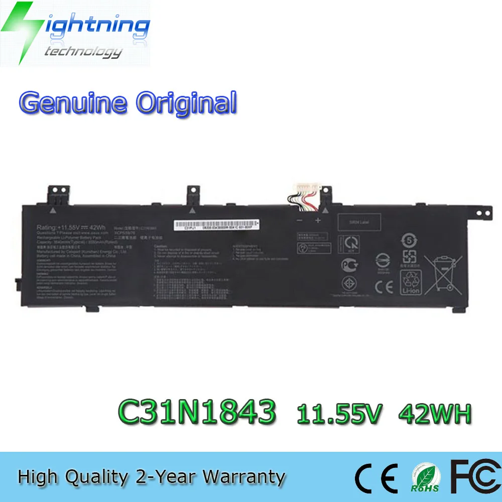 Original Genuíno C31n1843 11.55v 42wh Bateria do Portátil para Asus Vivobook S15 S532f S532fl S432f S432fa S532fa Novo