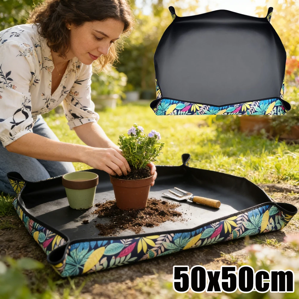 Waterproof Oxford Cloth Plant Potting Mat Foldable Garden Tray for Seedling Transplant Repotting Portable Planting Pad