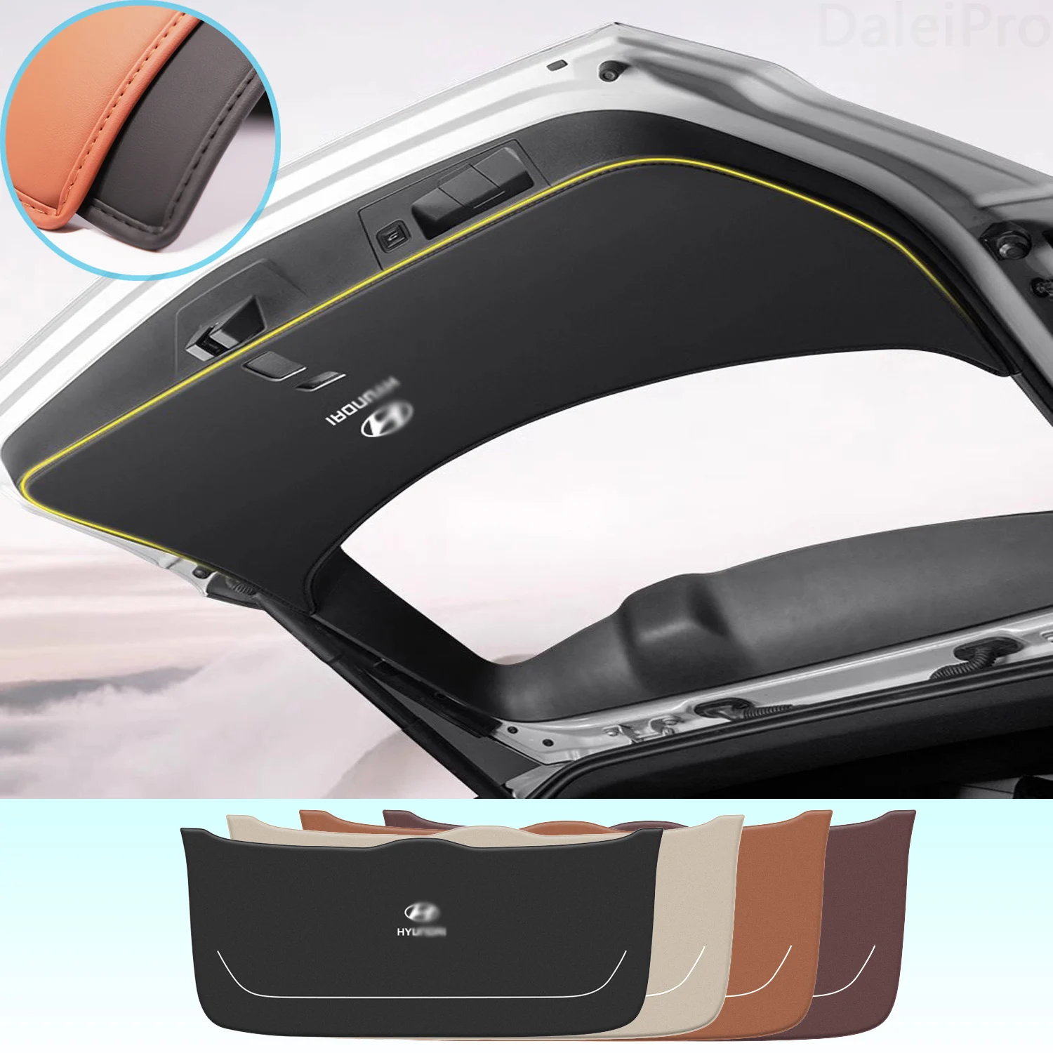 For Hyundai Santa Fe 2019 2020-2023 Car Liftgate Protection Mat Rear Trunk Protection Cover Anti-kick Leather Decoration Pad