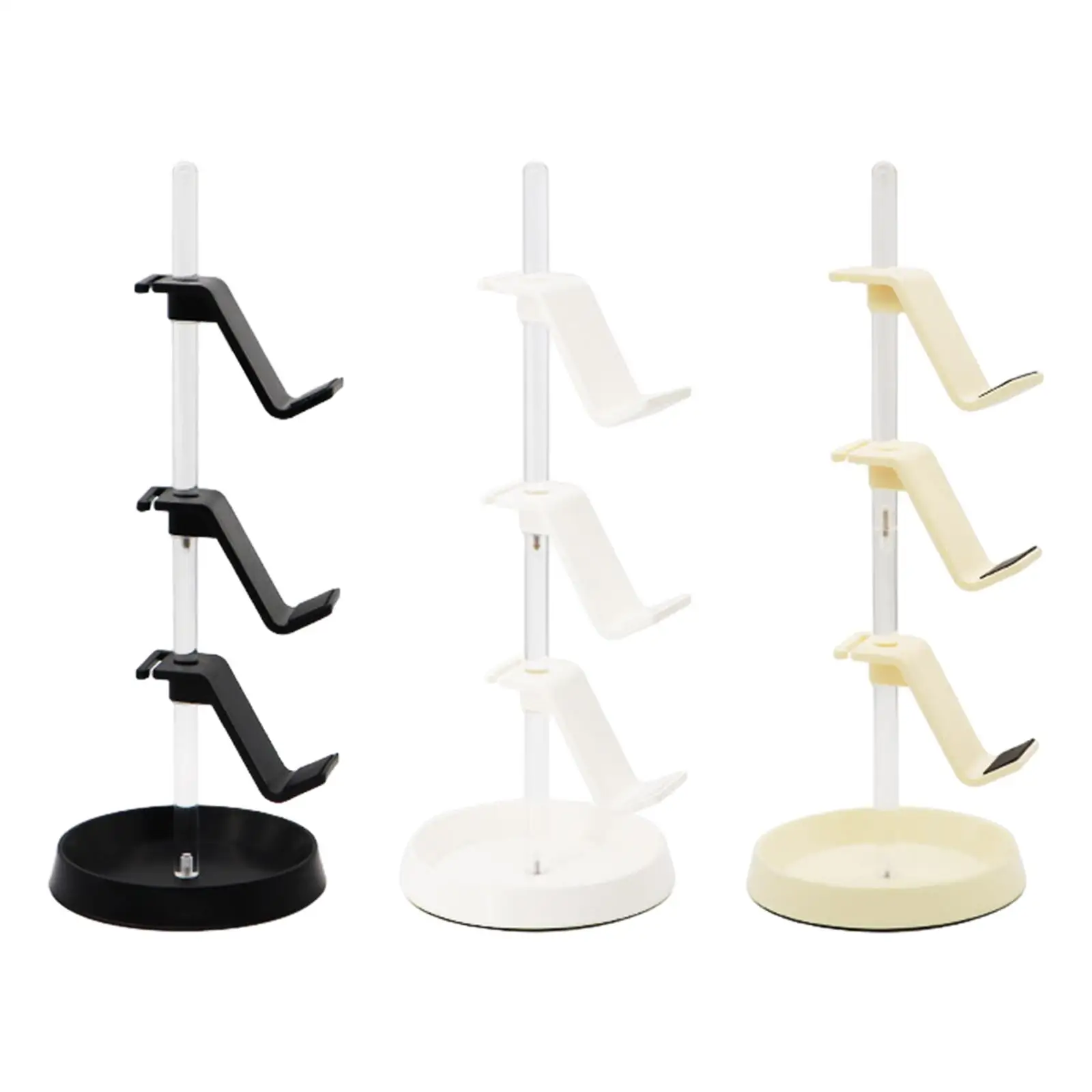 3 Tier Game Controller Stand Holder Music Earphone Plastic Easy Installation Anti Slip Base Adjustable Height Organizer Display