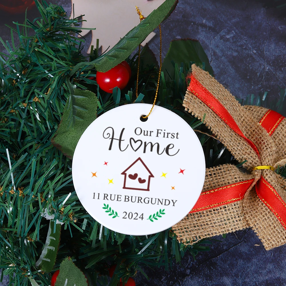 Our First Home Christmas Ornament Personalised Photo Address Ornament for family Women Men Housewarming Decoration Gift 2024