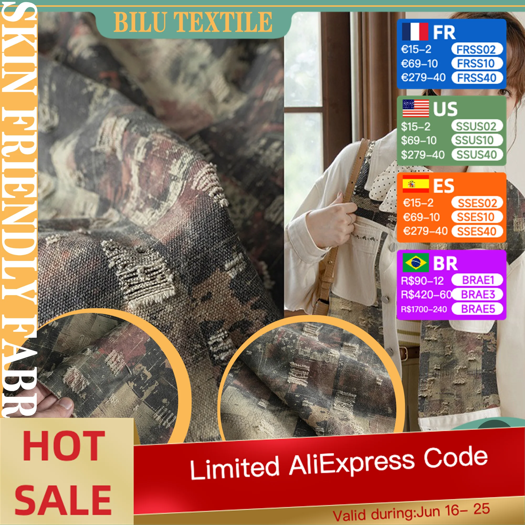 

Хлопковая джинсовая ткань с принтом тай-дай 1 м/2 м/3 м — потертая, промышленная ткань для одежды «сделай сам», куртка и брюки (от метров)