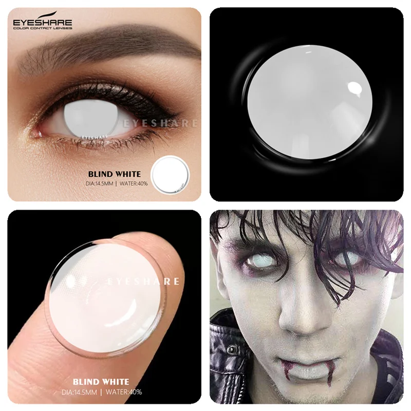 EYESHARE 1Pair Halloween Colorful Contact Lenses Anime Cosplay Eye Lenses Multicolored Lenses White Black Lenses Yearly Contacts