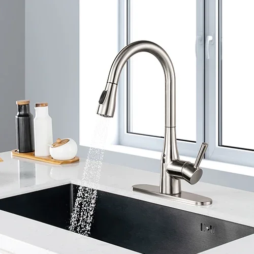 Touchless kitchen sink faucet water quality monitoring pull down kitchen tap infrared sensor smart kitchen faucet automatic