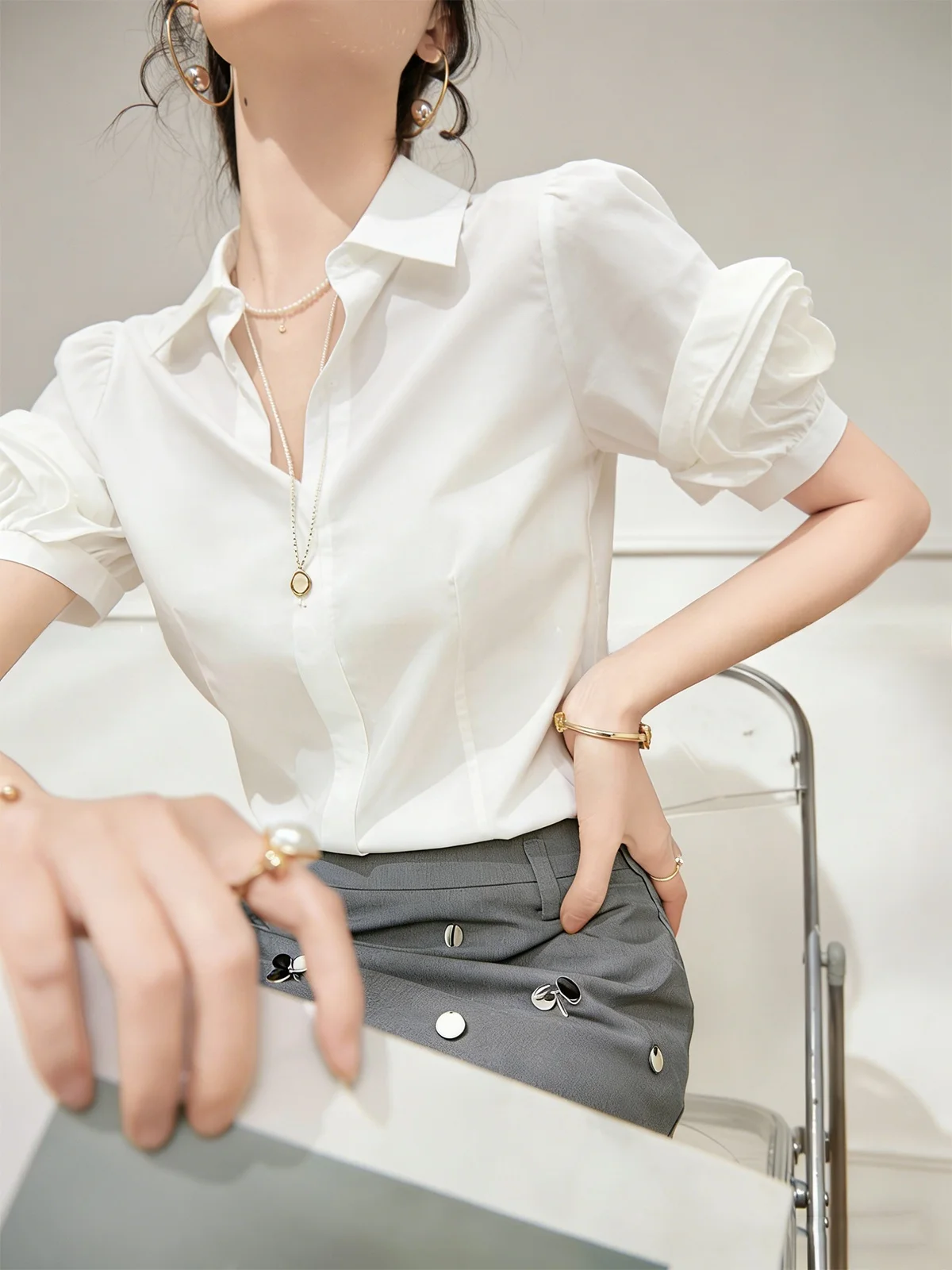 

Lulu Retro Hong Kong Style Fashionable Versatile Shirt 2026 New Design Sensation Elegant Design Casual Chic Women's Top