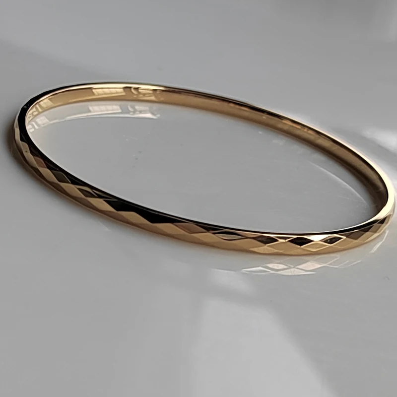 

3mm width women/girl classic facet hi tech gold plating tungsten bangle