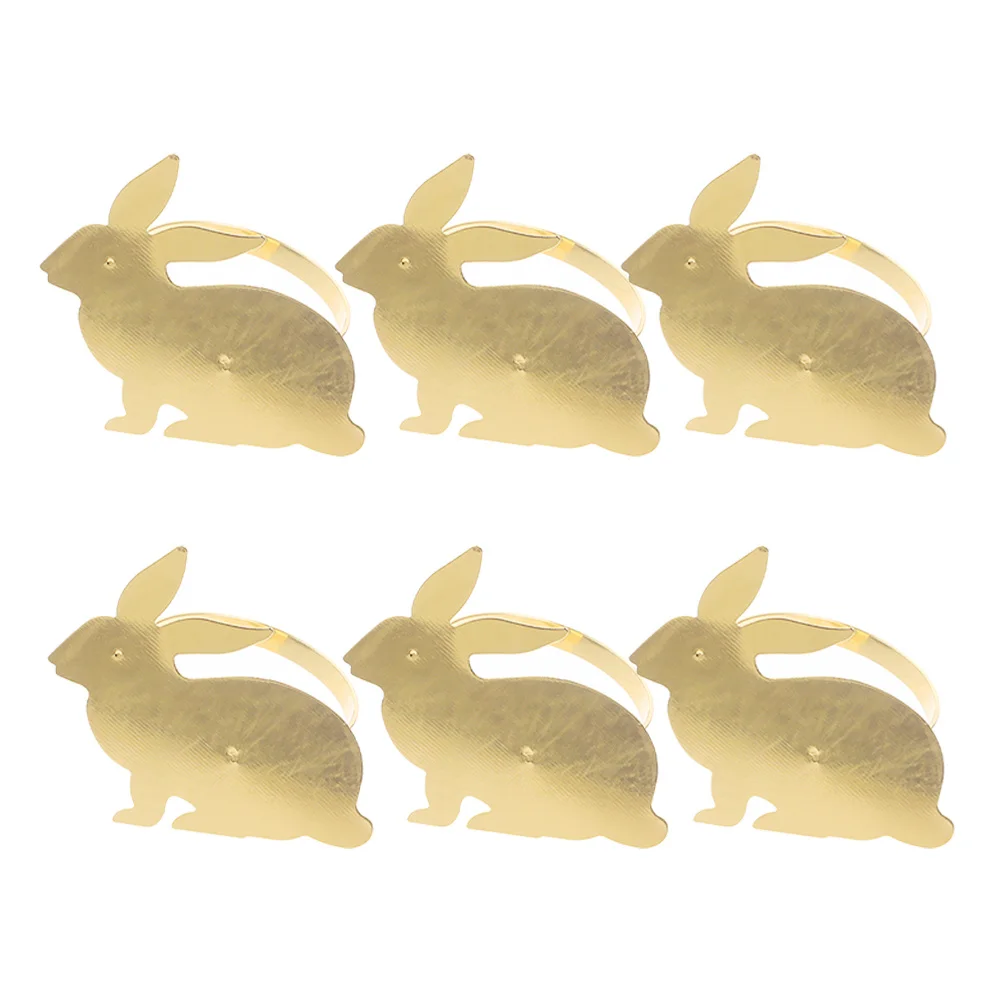 

6Pcs Easter Zinc Alloy Napkin Rings Bunny Shaped Rabbit Napkin Holders Decorative Dining Table Buckles Serviette Buckles