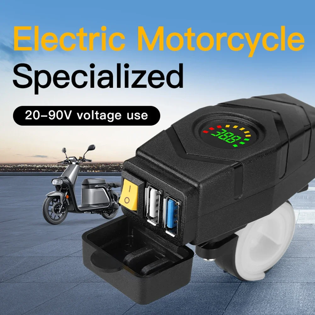 

60V Fast Charging Motorcycle USB Chargers 3.0 Power Adapter Digital Bike Moto Motor Motorbike Accessories ElectronicsUniversal