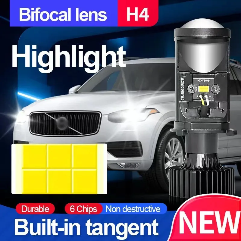 2pcs Y6D Lens H4 LED Headlight Universal 12V Motorcyle Car Light Far Integrated Headlight of Type Universal Bulb Car Motorcycl
