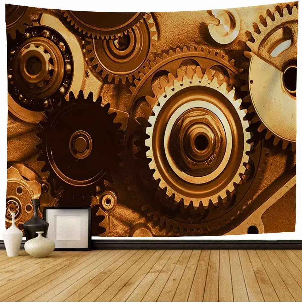 Industrial Tapestry Mechanical Gears Device Tapestry Steampunk Style Tapestry Wall Hanging Decor for Bedroom Living Room Dorm