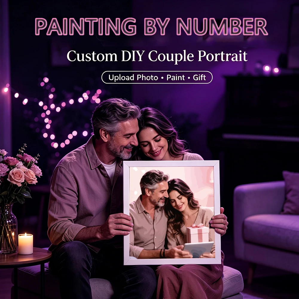 HUACAN 24/36/48 Colours Painting By Numbers Customized Private Pictures Printed Diy Oil Paint Drawing On Canvas Photo Home Decor