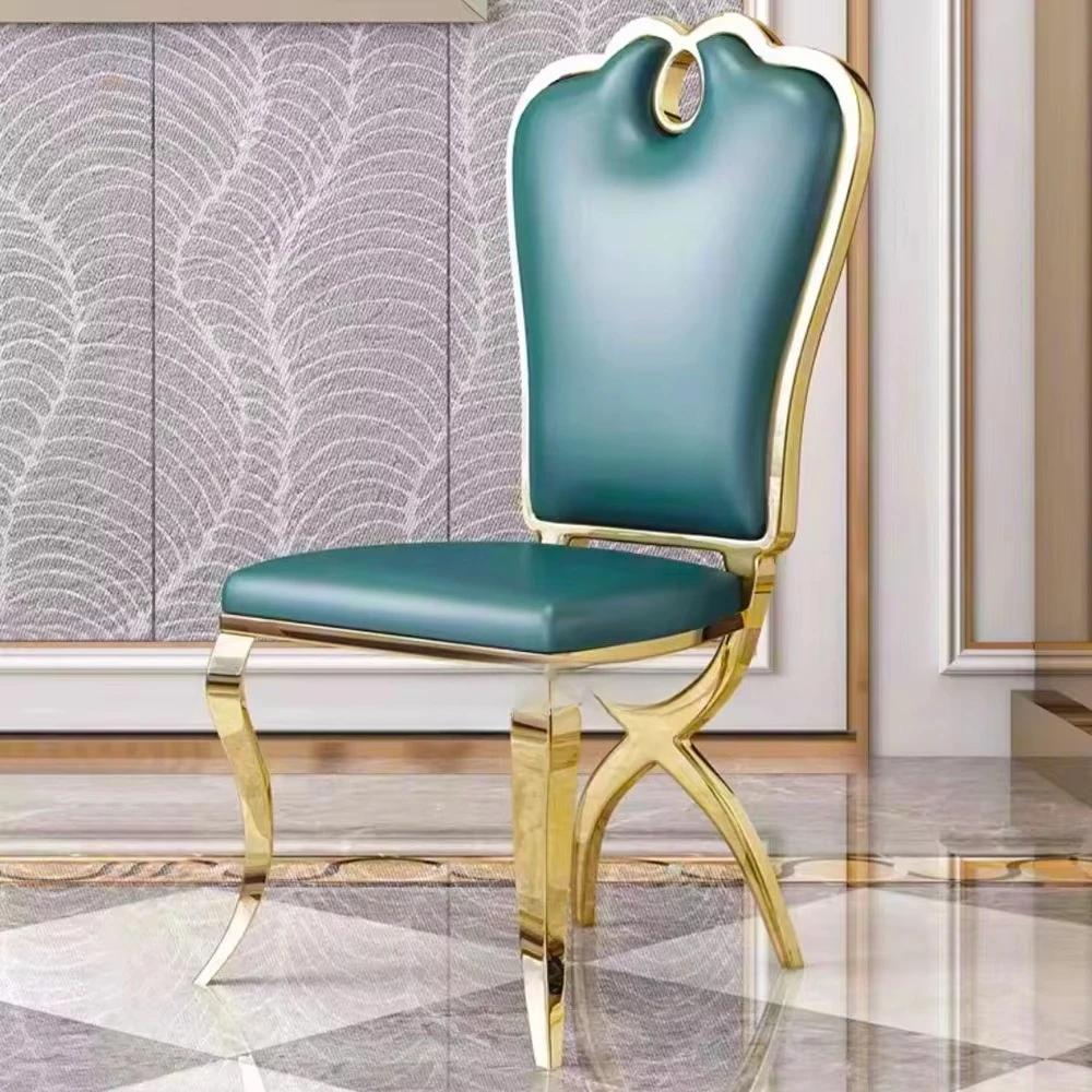 Modern Nordic Style Dining Room Chair Restaurant Chair Luxury Gold Stainless Steel Kitchen Upholstered Dinning Chairs