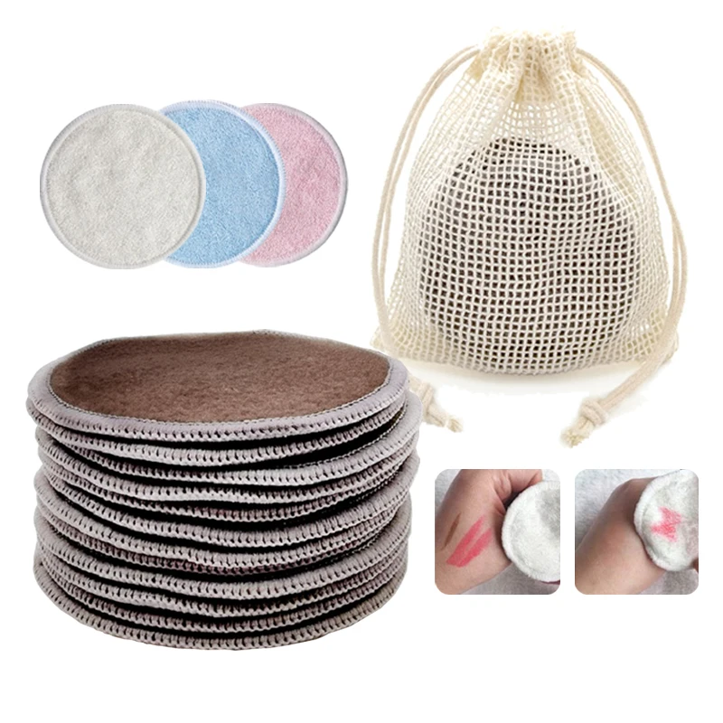 

Reusable Makeup Remover Pads With Storage Bag Washable Bamboo Fiber Round Wash Face Cloth Cotton Cleansing Facial Cosmetics Tool