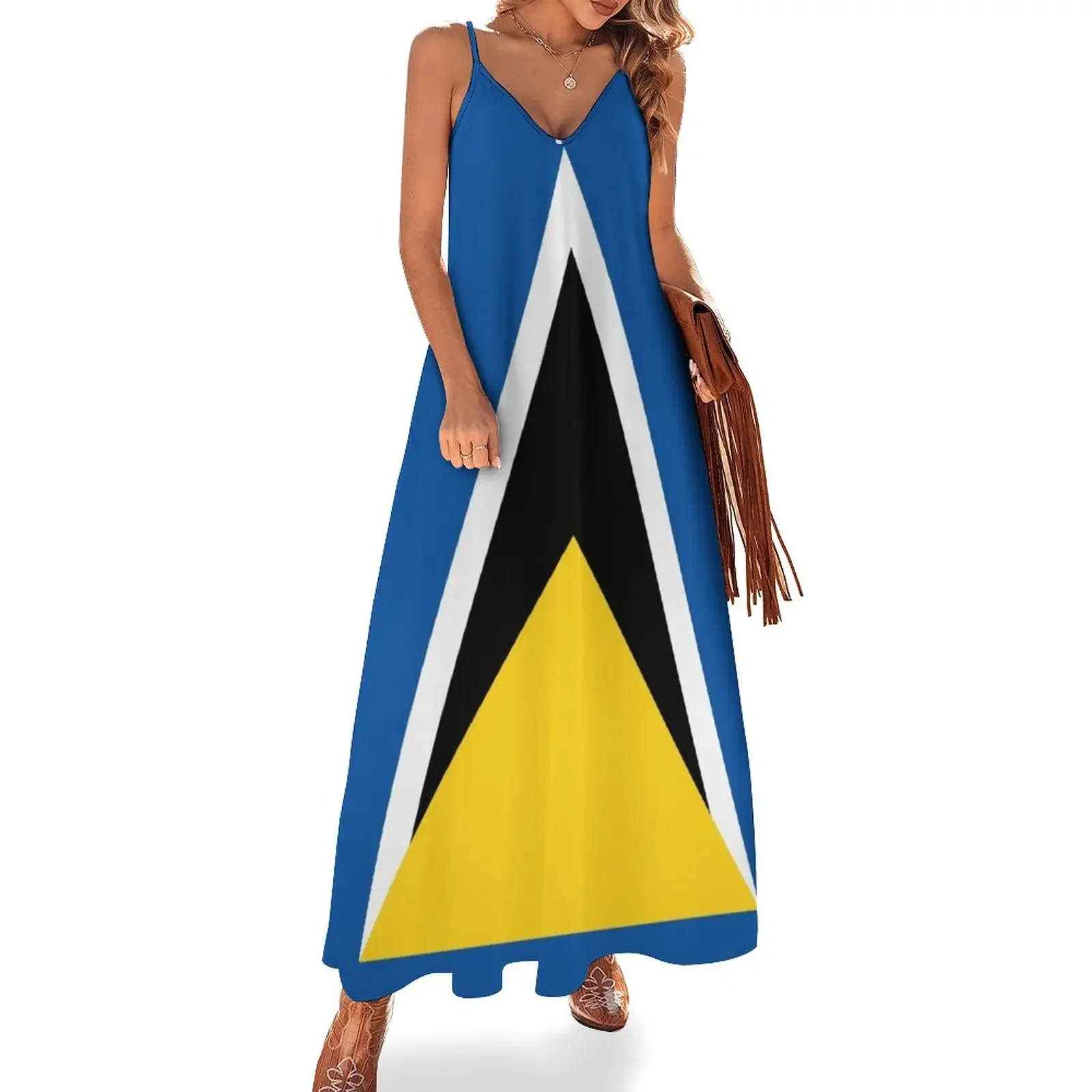 

Saint Lucia Flag Sleeveless Dress dress korean style beach dress elegant chic wedding evening dresses Summer skirt