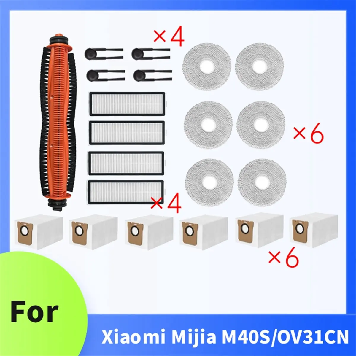 

21 Pcs for M40S/OV31CN Sweeping Machine Accessories Main Side Brush Mop Filter Dust Bags [mriae Parts]