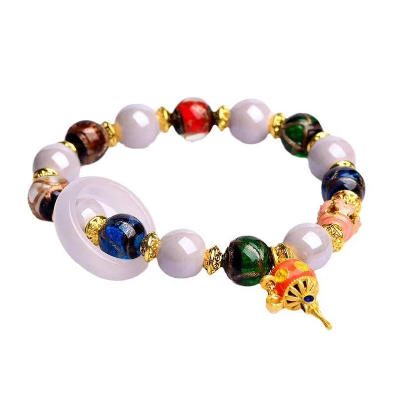 

Розово-серый фарфоровый пятицветный многоцветный стеклянный браслет из сусального золота с одним кругом и кольцом-спиннером, модные украшения для пар унисекс