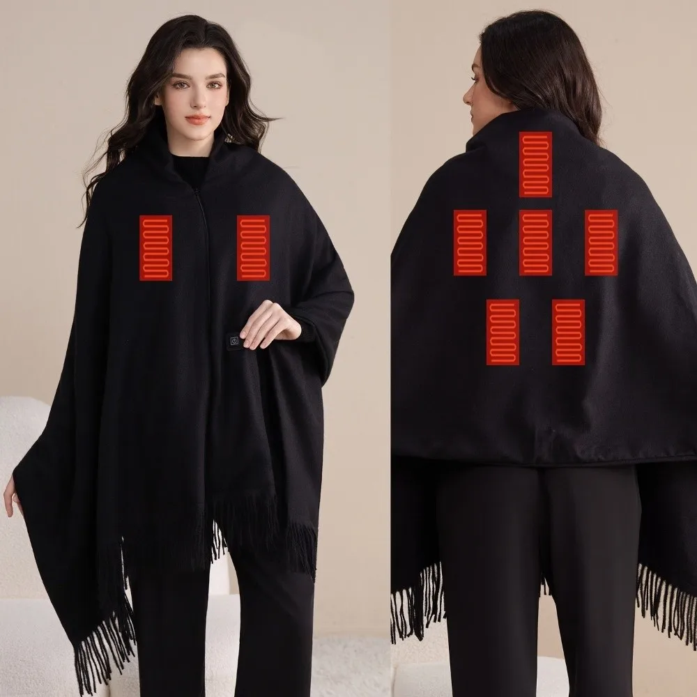 3 Heated Level USB Heating Shawl USB Powered Soft Fabric Thermal Blankets Warm Comfort Washable Long Cape Style Shawl