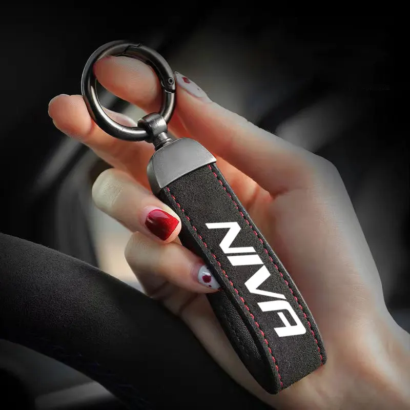 Suede Keyring DIY Fashion Keychain Genuine Car Keychain Key Holder Keys Organizer Charm Keychain For lada NIVA Car Accessories