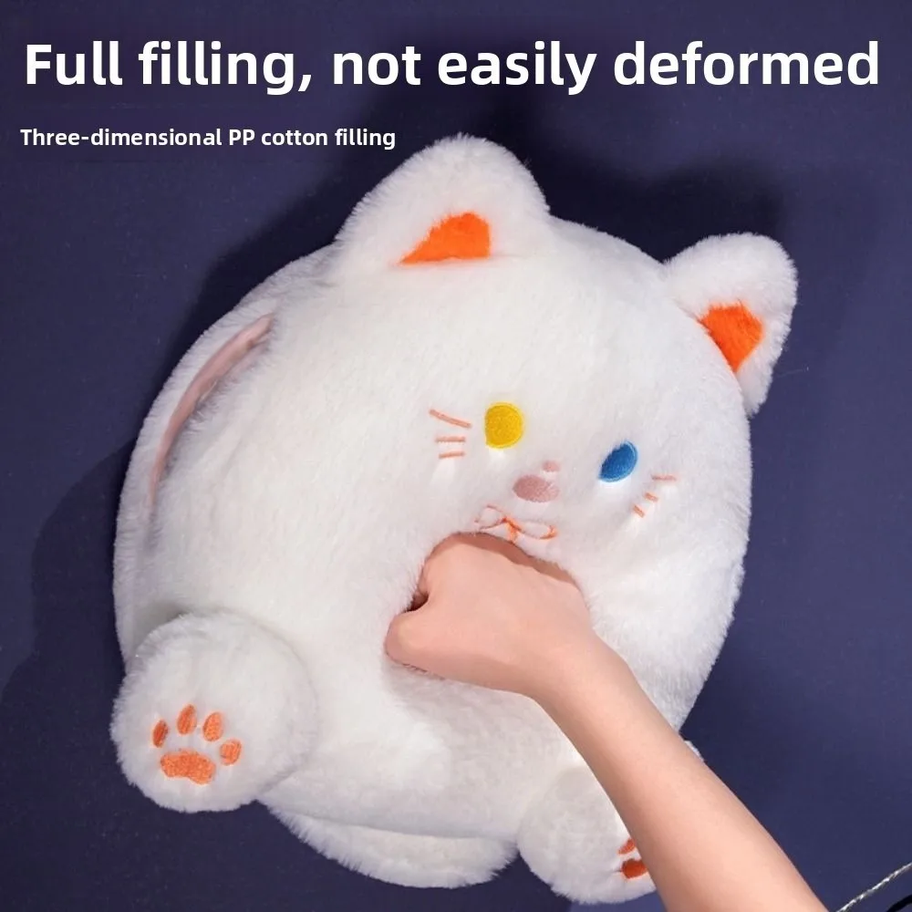 

PP Cotton Calico Cat Plush Toys with Hand Pocket Plump White Cat Plush Pillow Kawaii Smile Black Cat Plush Doll