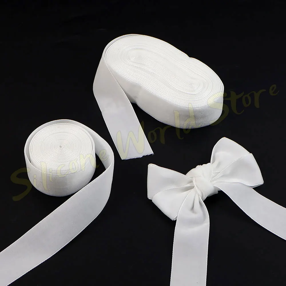 Silicone World White 25MM Single Face Velvet Ribbon Nylon Tape DIY Handmade Gift Bouquet Wrapping Supplies Party Home Decoration